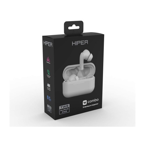 Беспроводные наушники HIPER TWS Alpha PX8 (HTW-APX8) Bluetooth 5.0 гарнитура, Белый (Р)