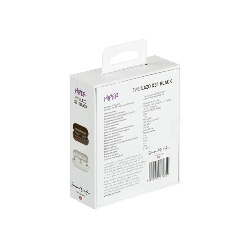 Наушники HIPER TWS Lazo X31 Black (HTW-LX31) Bluetooth 5.3 гарнитура, Черный (Р)
