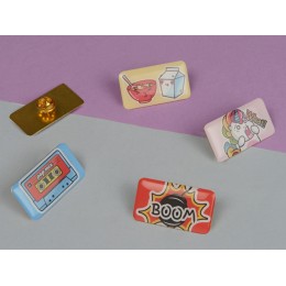 Значок металлический «Прямоугольник» закругленные углы, золотистый