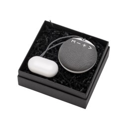 Подарочный набор с колонкой и наушниками «Full Music», белый, серый