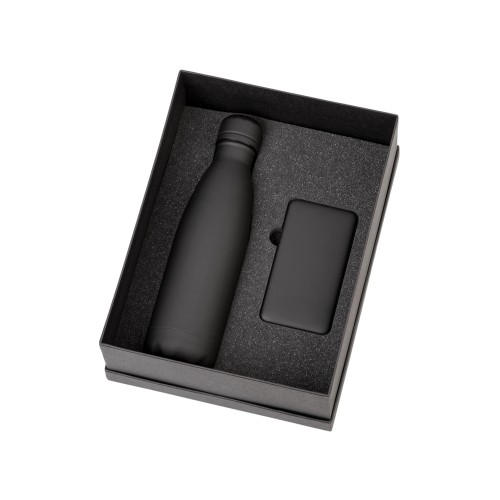 Подарочный набор с термобутылкой и повербанком С1, 5000 mAh, черный