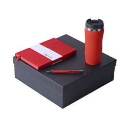 Подарочный набор с блокнотом С1, металлической ручкой и термокружкой, красный