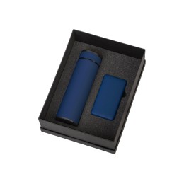 Подарочный набор с термосом и повербанком С2, темно-синий