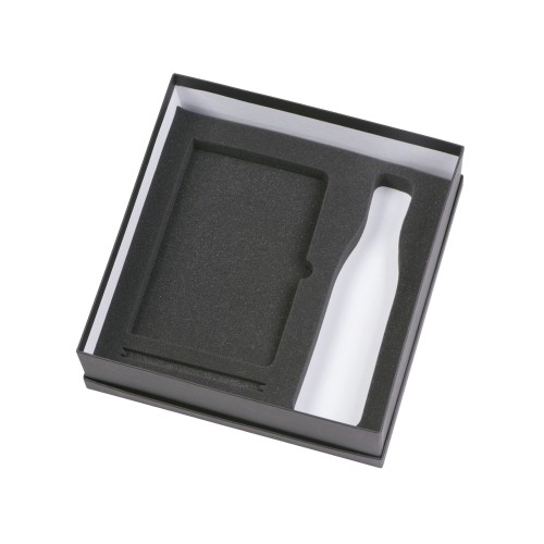 Подарочный набор с блокнотом С2, металлической ручкой и термобутылкой, серый