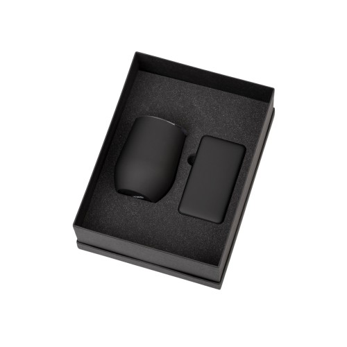 Подарочный набор с термокружкой и повербанком С2, 10000 mAh, черный