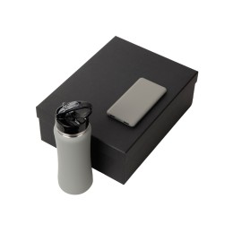 Подарочный набор с бутылкой для воды и повербанком С1, 5000 mAh, серый
