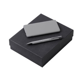 Подарочный набор c ручкой и повербанком 5000 mAh, серый