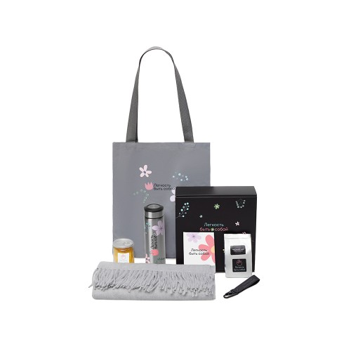 Подарочный набор «Re:f. Walk» с палантином, шоппером и термосом, серый
