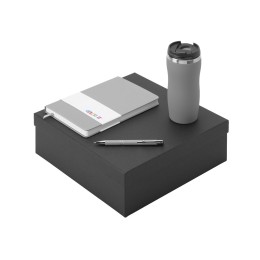 Подарочный набор с блокнотом С2, металлической ручкой и термокружкой, серый