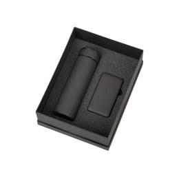 Подарочный набор с термосом и повербанком С1, черный
