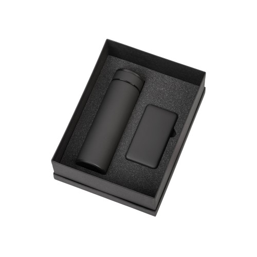 Подарочный набор с термосом и повербанком С1, черный