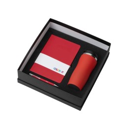 Подарочный набор с блокнотом С1, металлической ручкой и термокружкой, красный