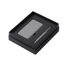 Подарочный набор c ручкой и повербанком 5000 mAh, серый