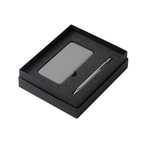 Подарочный набор c ручкой и повербанком 5000 mAh, серый