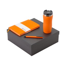 Подарочный набор c блокнотом С1, ручкой и термокружкой Mony Steel, оранжевый