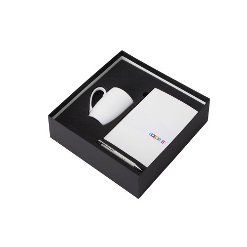 Подарочный набор с блокнотом С2, металлической ручкой и кружкой, белый