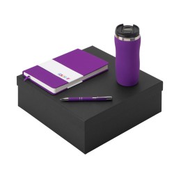 Подарочный набор с блокнотом С2, металлической ручкой и термокружкой, фиолетовый
