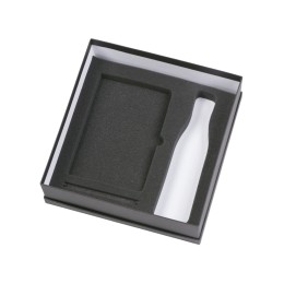 Подарочный набор с блокнотом С1, металлической ручкой и термобутылкой, черный