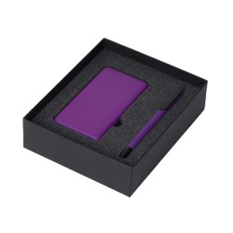 Подарочный набор c пластиковой ручкой, повербанком С2, 10000 mAh, фиолетовый