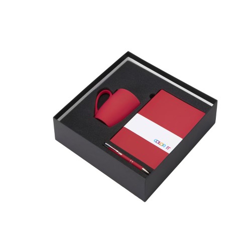 Подарочный набор с блокнотом С2, металлической ручкой и кружкой, красный