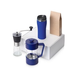 Подарочный набор с кофе, кружкой и френч-прессом "Бодрое утро" 2.0, синий