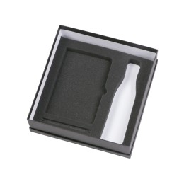 Подарочный набор с блокнотом С2, металлической ручкой и термобутылкой, темно-синий