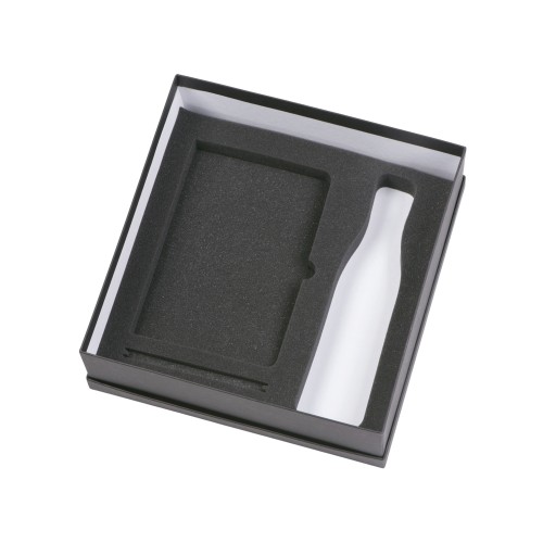 Подарочный набор с блокнотом С2, металлической ручкой и термобутылкой, темно-синий