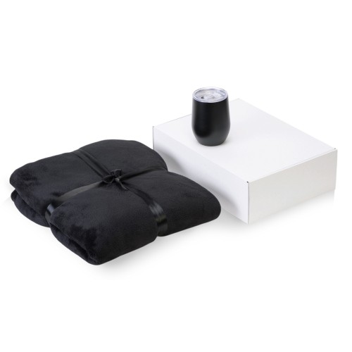 Подарочный набор «Dreamy hygge» 2.0 с пледом и термокружкой, черный