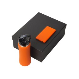 Подарочный набор с бутылкой для воды и повербанком С1, 5000 mAh, оранжевый