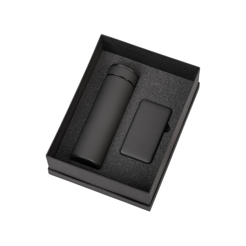 Подарочный набор с термосом и повербанком С2, черный