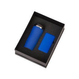 Подарочный набор c вакуумной термокружкой и повербанком С1, синий