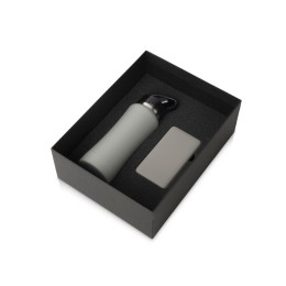 Подарочный набор с бутылкой для воды и повербанком С2, 10000 mAh, серый