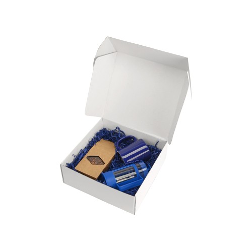 Подарочный набор с чаем, кружкой и френч-прессом "Чаепитие", синий