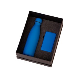 Подарочный набор с термобутылкой и повербанком С1, 5000 mAh, синий