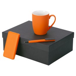 Подарочный набор c кружкой, пластиковой ручкой и повербанком С2, 10000 mAh, оранжевый