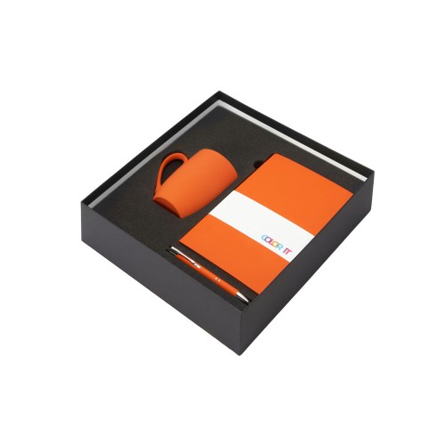Подарочный набор с блокнотом С1, металлической ручкой и кружкой, оранжевый