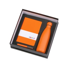 Подарочный набор c блокнотом C1, ручкой и термобутылкой, оранжевый