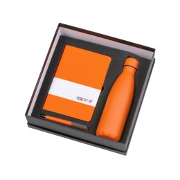 Подарочный набор c блокнотом C2, ручкой и термобутылкой, оранжевый