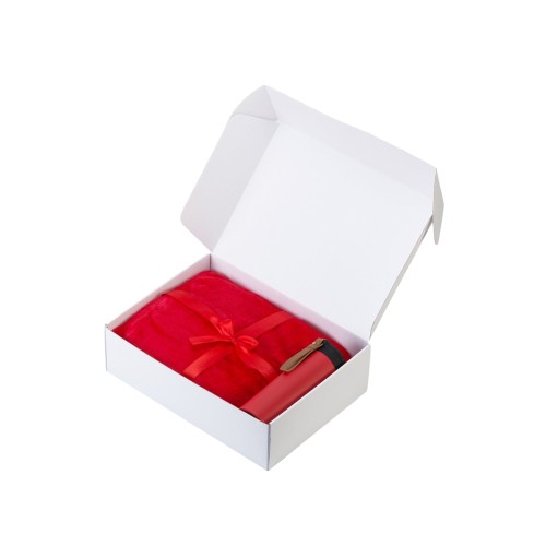 Подарочный набор с пледом, термосом "Cozy hygge" 2.0, красный