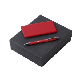 Подарочный набор c ручкой и повербанком 5000 mAh, красный