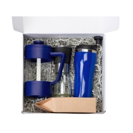Подарочный набор с кофе, кружкой и френч-прессом "Бодрое утро" 2.0, синий