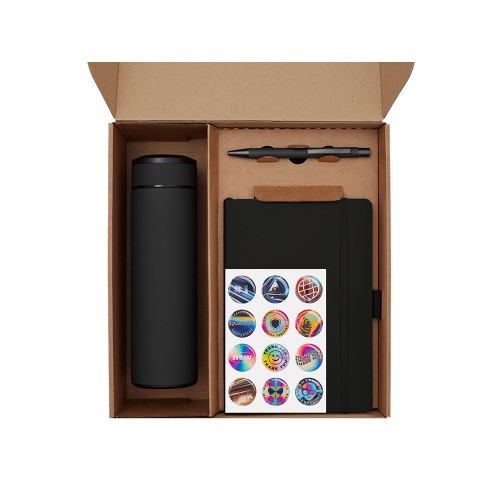 Подарочный набор с термосом, блокнотом, ручкой и чаем, черный