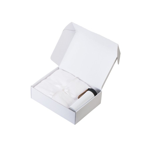 Подарочный набор с пледом, термосом "Cozy hygge" 2.0, белый