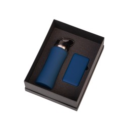Подарочный набор с бутылкой для воды и повербанком С2, 10000 mAh, темно-синий