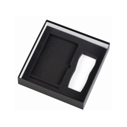 Подарочный набор с блокнотом С1, металлической ручкой и термокружкой, темно-синий