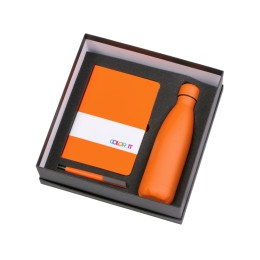 Подарочный набор c блокнотом C3, ручкой и термобутылкой, оранжевый