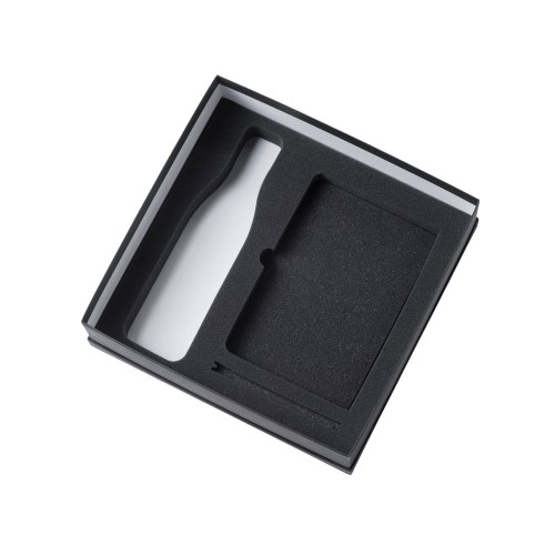 Подарочный набор с блокнотом С3, металлической ручкой и термобутылкой, темно-синий