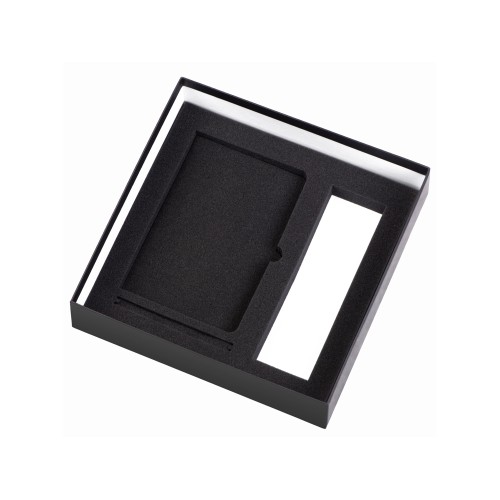 Подарочный набор с блокнотом С1, металлической ручкой и термосом, черный