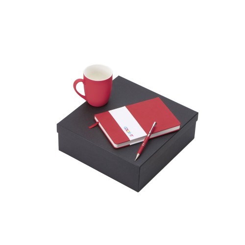 Подарочный набор с блокнотом С2, металлической ручкой и кружкой, красный