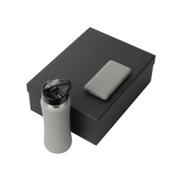 Подарочный набор с бутылкой для воды и повербанком С2, 10000 mAh, серый